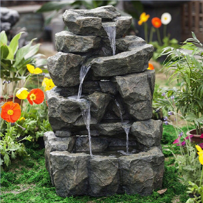 Jeco Rock Waterfall Water Fountain Without Light