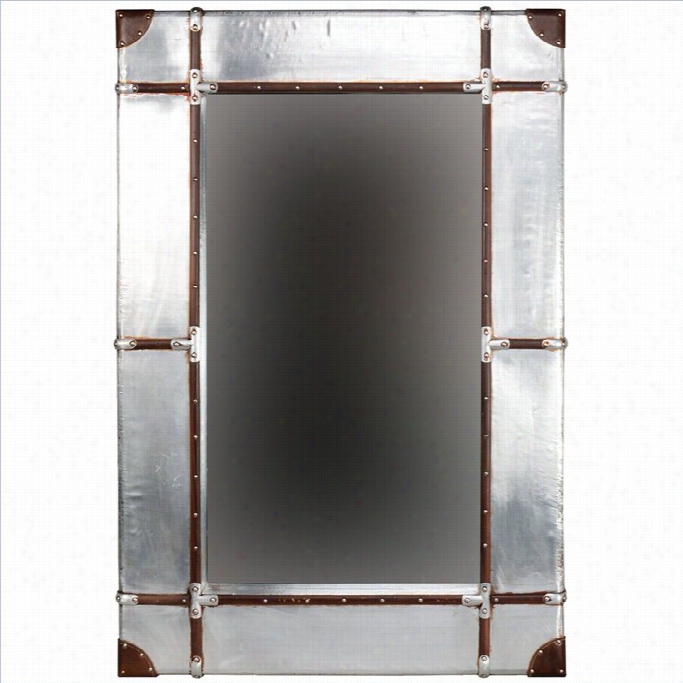Linon Aluminum Framed Wall Smal Lmirror In Silver And Brown