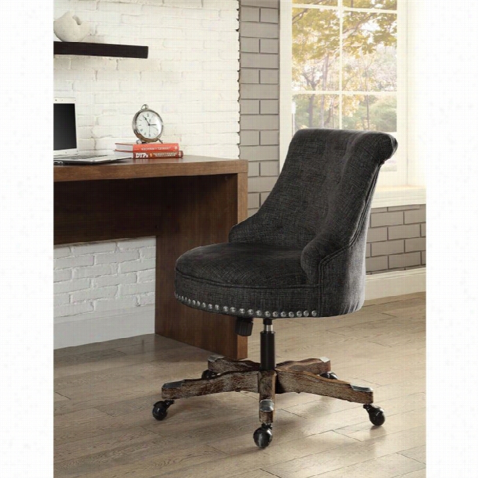 Linon Sicla Ir Armless Upholstered Charge Chair In Charcoal Gray