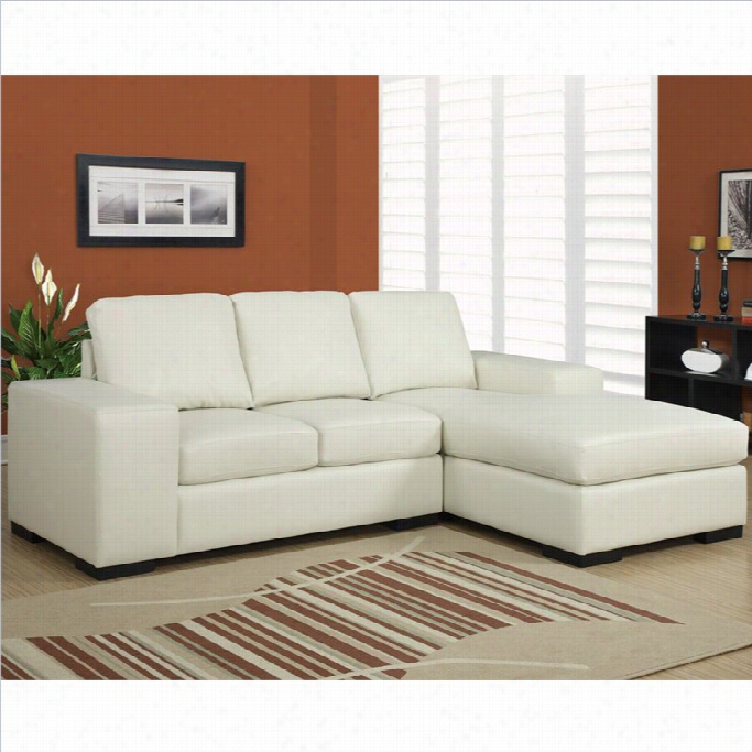 Monarch Leather Sofa Lounger In Iviry