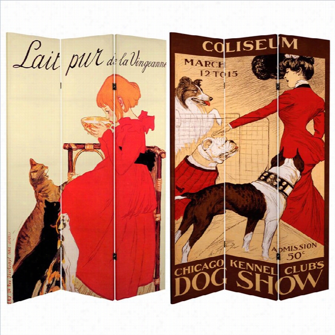 Oriental Double Sided Dogs And Cats Room Divider In Rd
