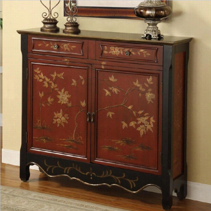 Powellf Rnniture Oriental 2-door Console In Red