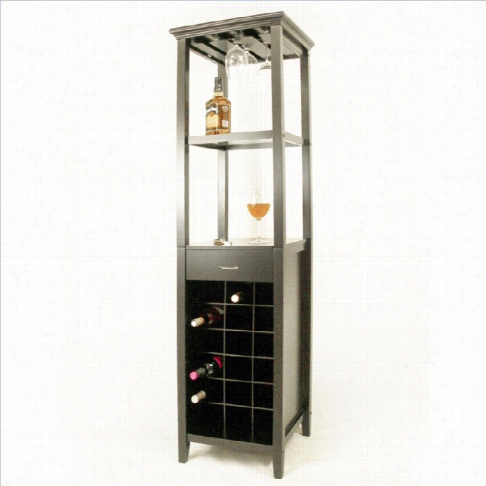 Proman Products Galina Wine Rack Tower With Glass Holder In Black