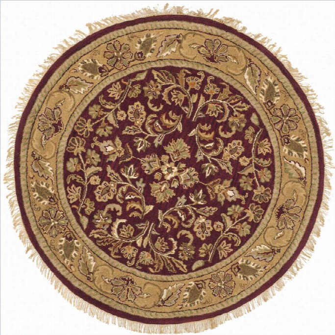 Safaviehheritage Round Rug In Red / Gold-3'-6 X 3'-6 Round