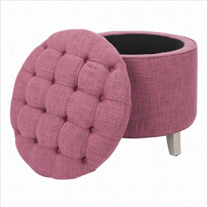 Safavieh Scarlett Oak Tufted Storage Ottoman In Rose