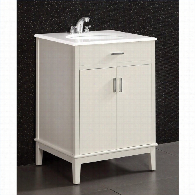 Simpli Domestic Urban Loft 25 Bath Vanity With Quartz Marble Top In White