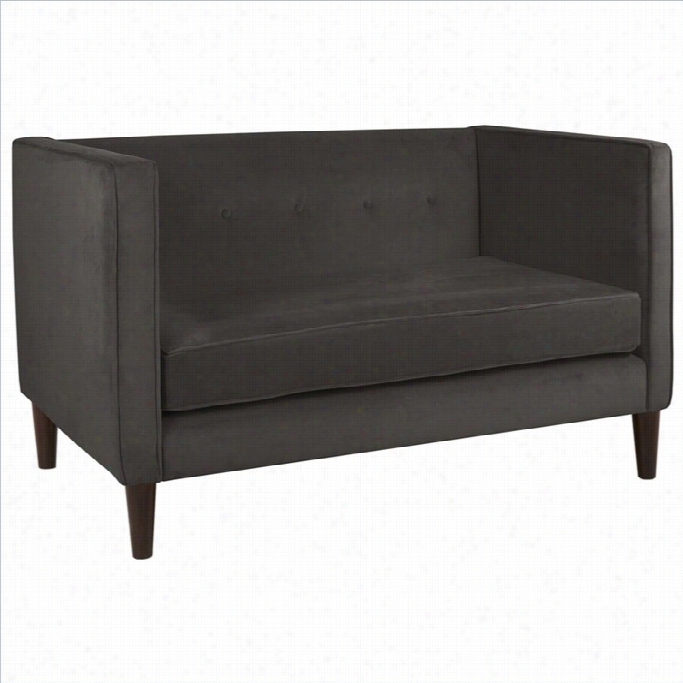 Skkyline Furntiure Five Buttoj Loveseat N Charcoal