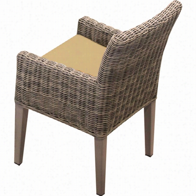 Tkc Cape Cod Wicker Patio Arm Dining Chairs In Sesame (set Of 2)