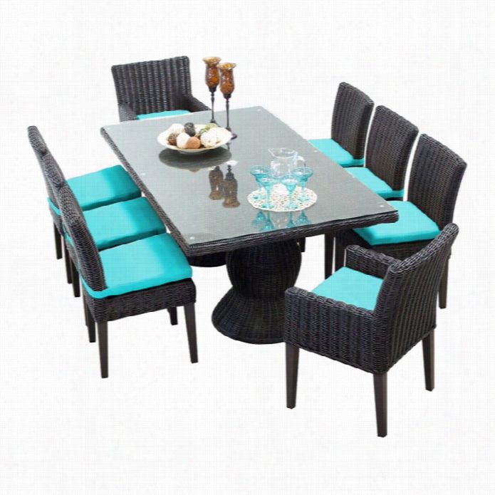 Tkc Venice 9 Piece Wicker Patio Dining Set In Aruba