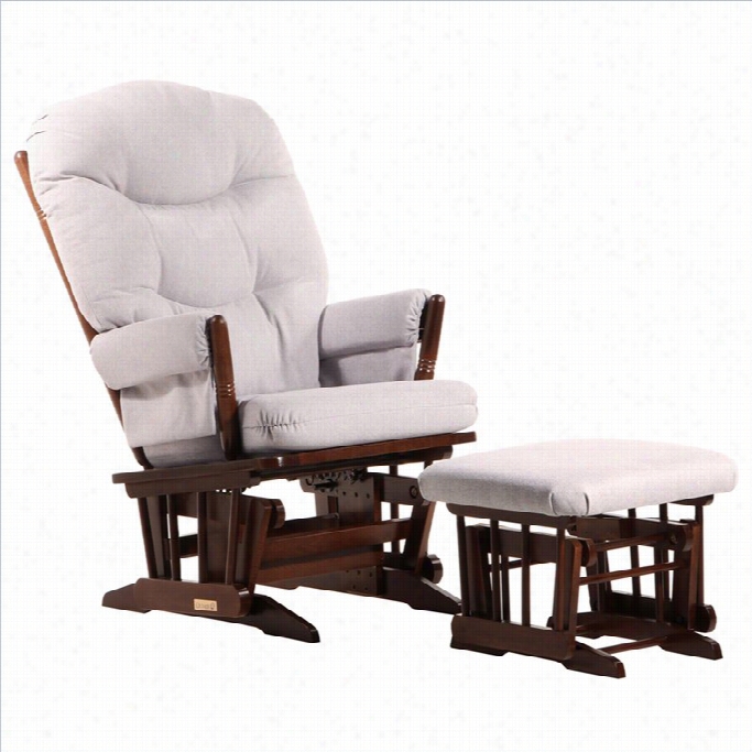 Ulrtamotion Y Dutailier 2 Post Glider And Ottoman Set In Cofdee And Light Grey