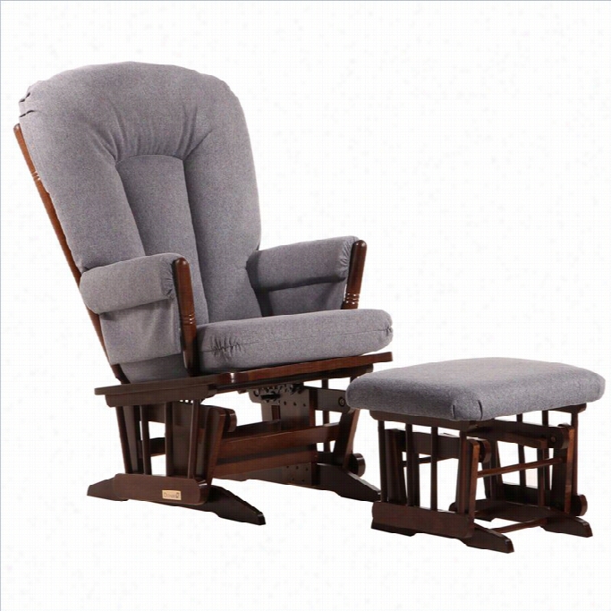 Ultramotion By Dutilier 2 Post Glider And Ottoman Value In Coffee And Dqrk Grey Fabric