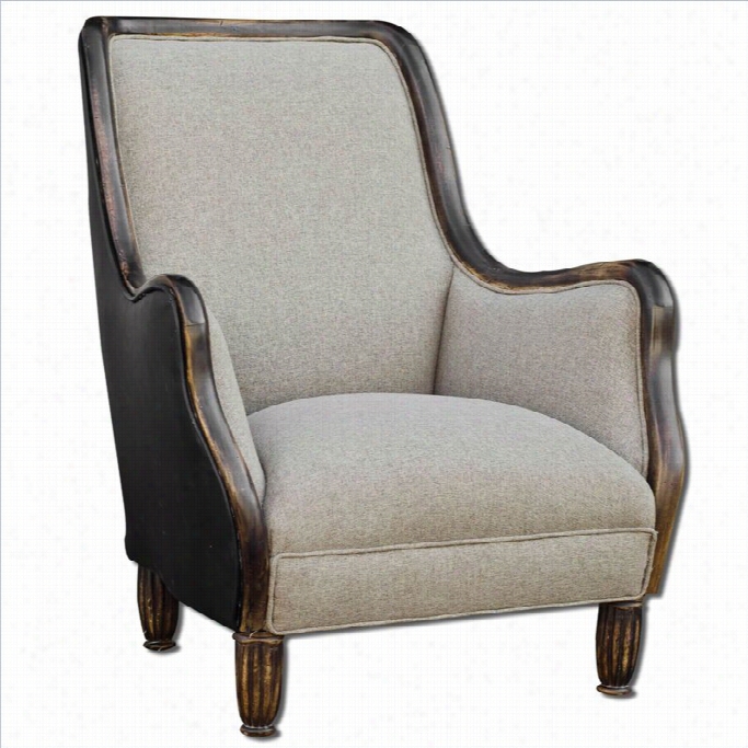 Uttermost Conlin Plush Hazelnut Fabric Rm Chair In Black And Ivory