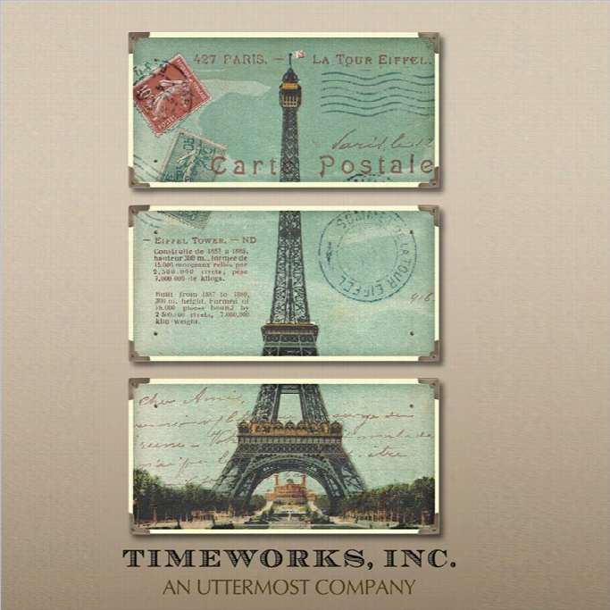 Uttermost Eiffel Tower Carte  Postael Art (set Of 3)