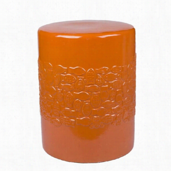 Abbyosn Living Ceramic Ga Rden Sstool In Oange