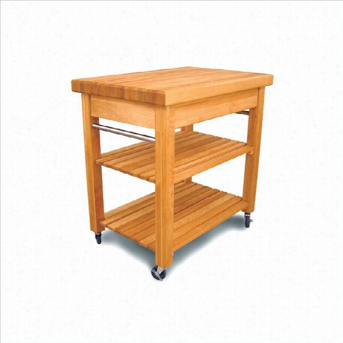 Catskill French Country Small Bitcher Block Kitchen Cart In Natura