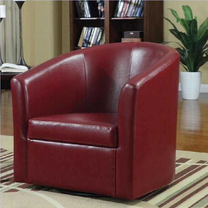 Coaster Barrel Faux Leathef Club Chair  In Red