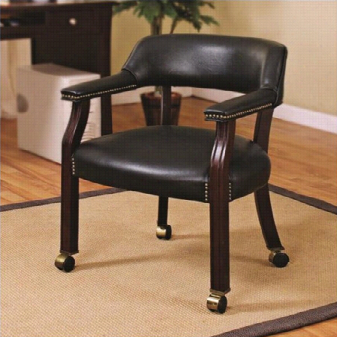 Coaster Upholsteredarm Guest Chair With Nailhead Trim In Black