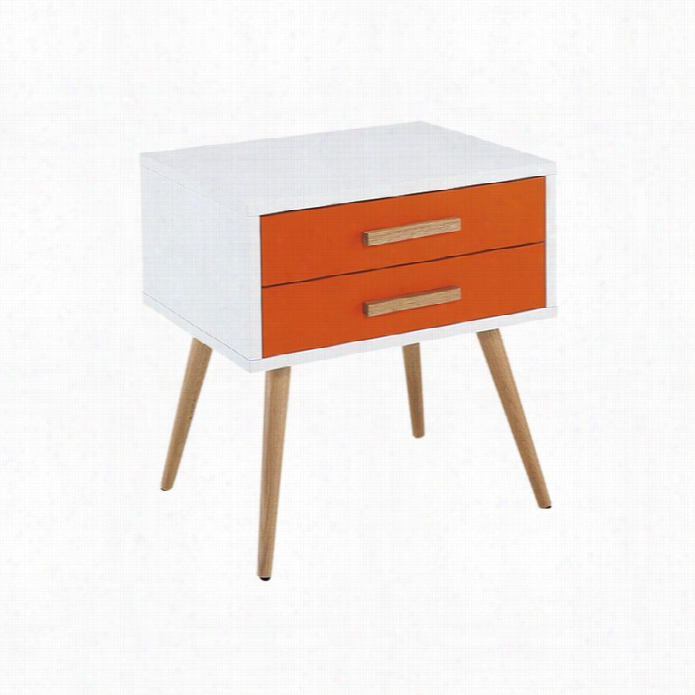 Diamond Sofa Tangent 2 Dtawer Accent Table In White And Orange