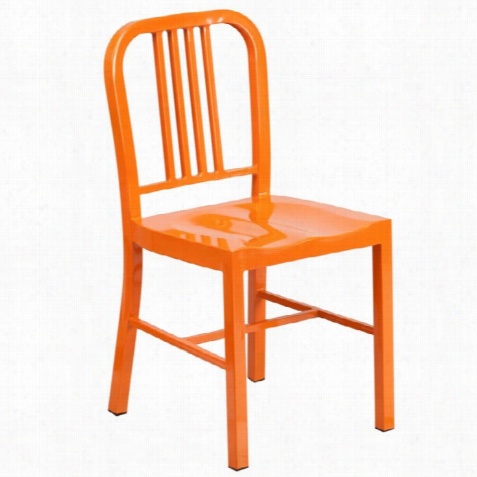 Flash Furniture Metal Dining  Chair In Orange