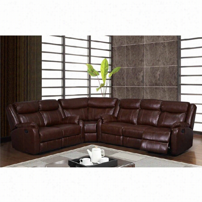 Global Furniture Usa 3 Piece Leathers Ectional In Brown