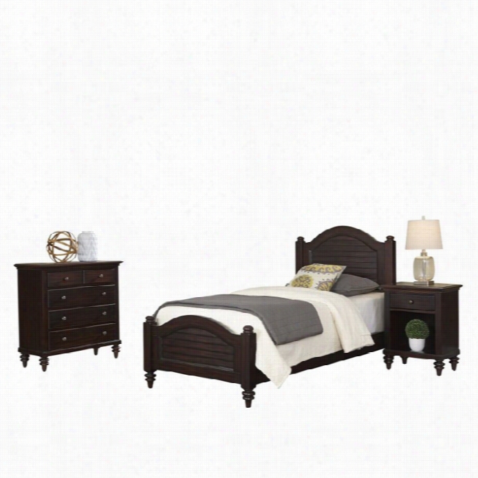 Home Styles Bermuda3  Piece Wood Twin Bedroom Set In Espresso