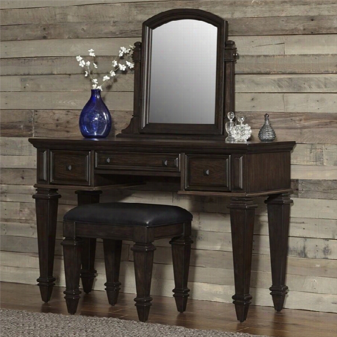 Home Styles Prairie Home Vanitg And Bench In Black Oak