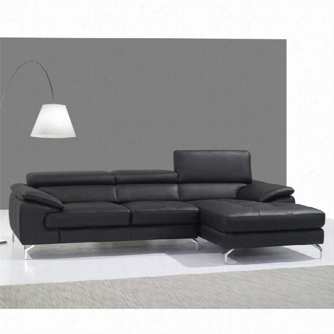 J&m Furniturd A973b Leather Right Imni Sectional In Black