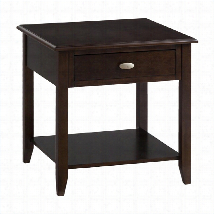 Jofran 100 Series End Table With Drawer And Shelf In Merlot