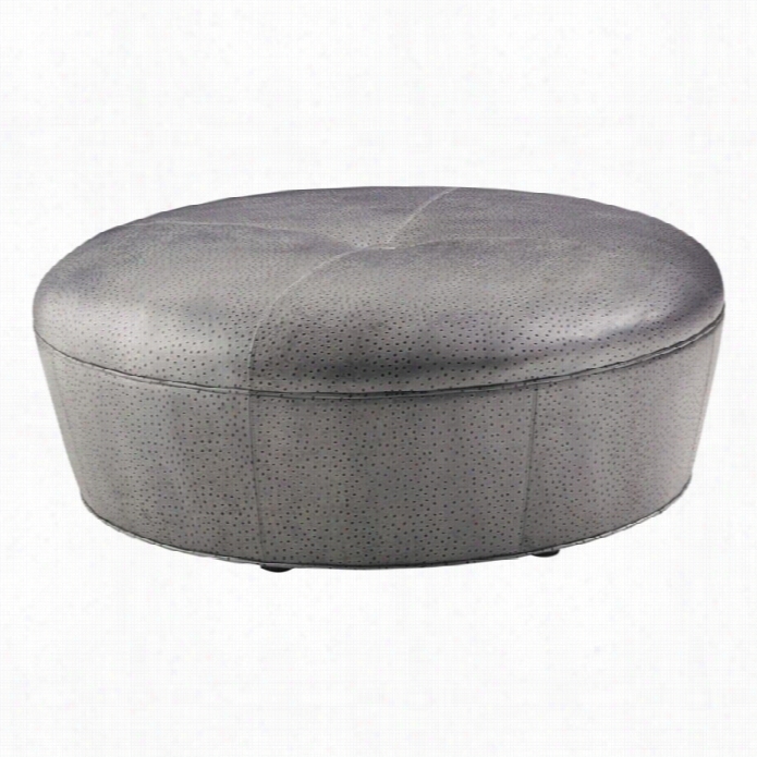 Lexington Carrera Claudia Round Leather Ottoman In Smoke