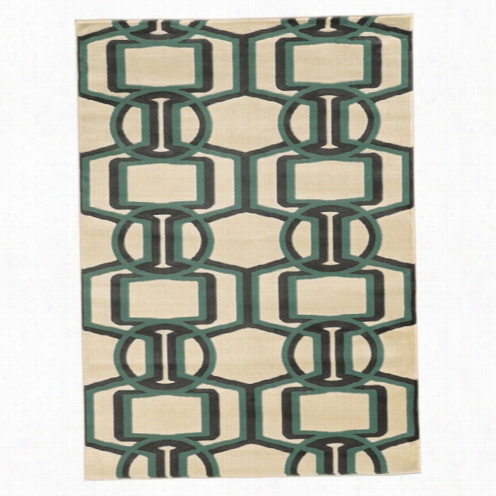 Linon Roma 8' X 10' Bridle Rug In Grey And Turquoise