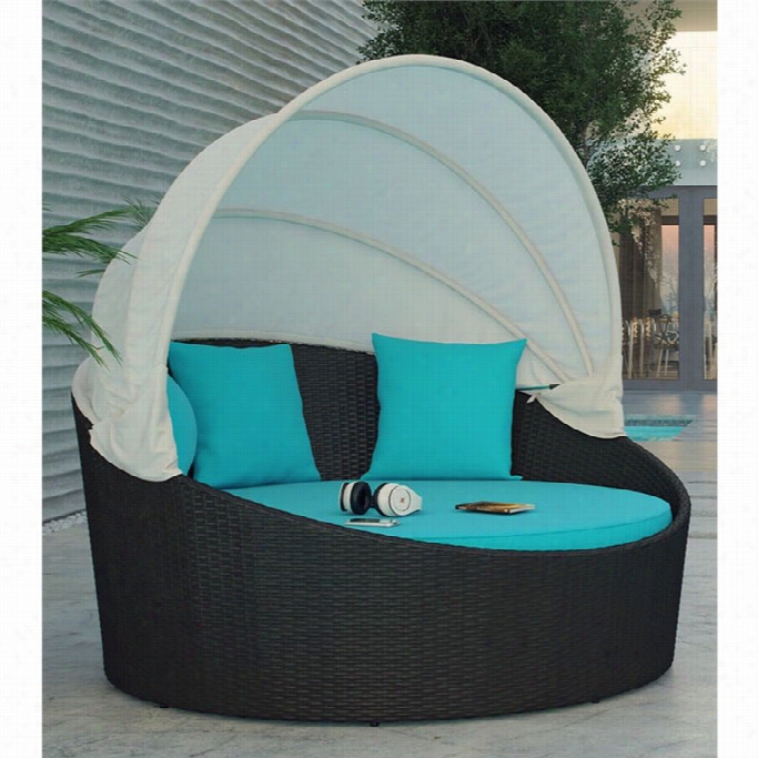 Modway Siesta  Canopy Patio Daybed In Espressoandt Urquoise