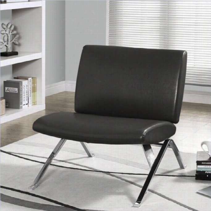 Monarch Modern Fzus Leather Acccent Chair In Charcoal Gray