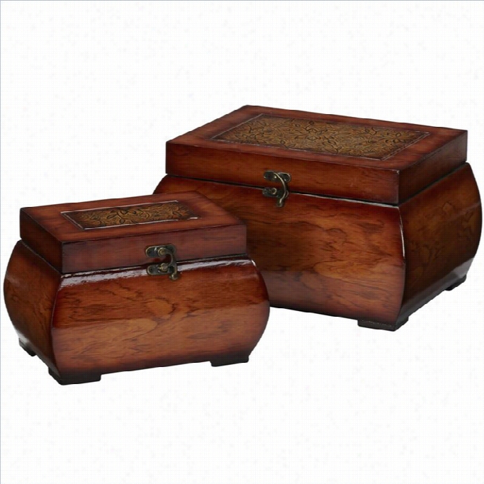 Nearly Natural Decorative Lacquered Wood Chests (set Of 2)