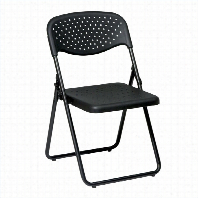 Office Star Fc Series Set Of 4 Plastic Folding Chair In Bblack