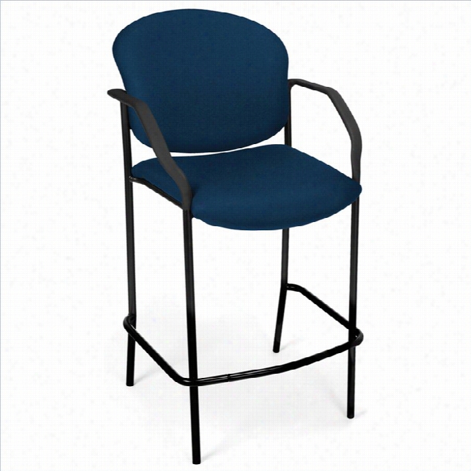 Ofm 30.5 Deluxe Cafe Stool With Arms In Navy