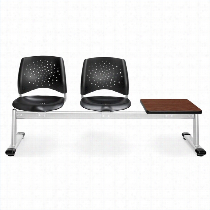 Ofm Stra 3 Beam Seating With 2 Plastic Seats And Table In Black And Cherry