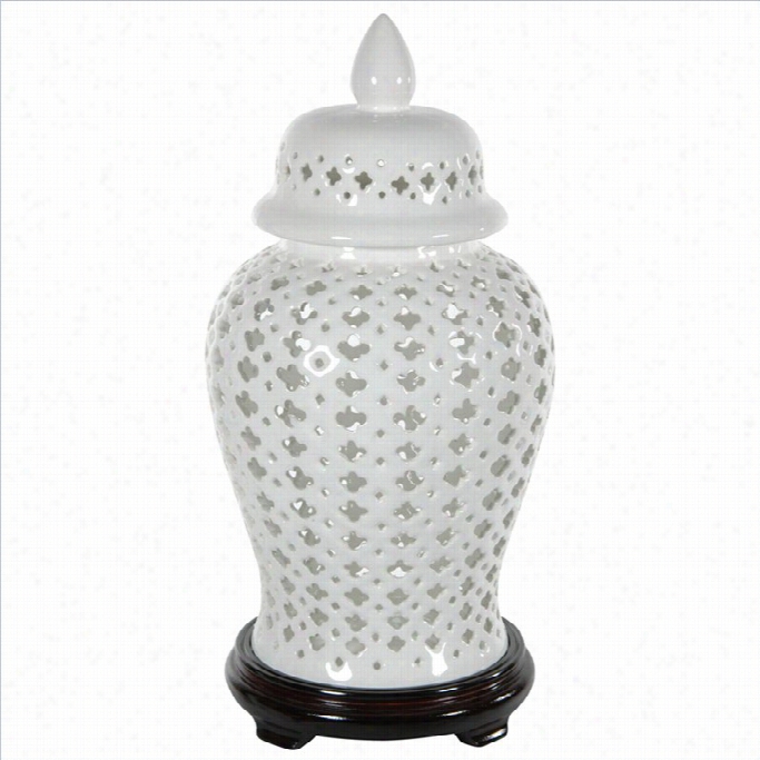 Oriental Furniture 16 Decorative Temple Jar I White
