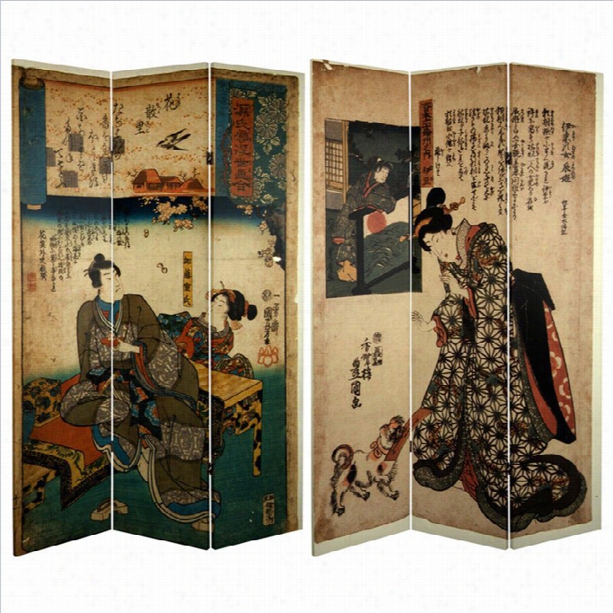 Oriental Furniture 6' Tall Jaoansee Figures Room Divider In Multicoloor