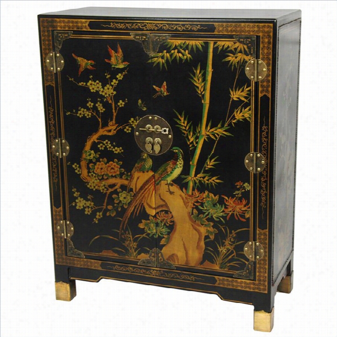 Oriental Furniture Neetling Birds Accent Box In Black