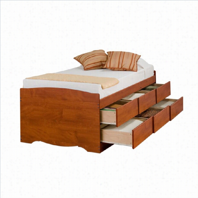 Prepac Monterey Twin Tall Bookcase High-platform Storage Bed In Cherry