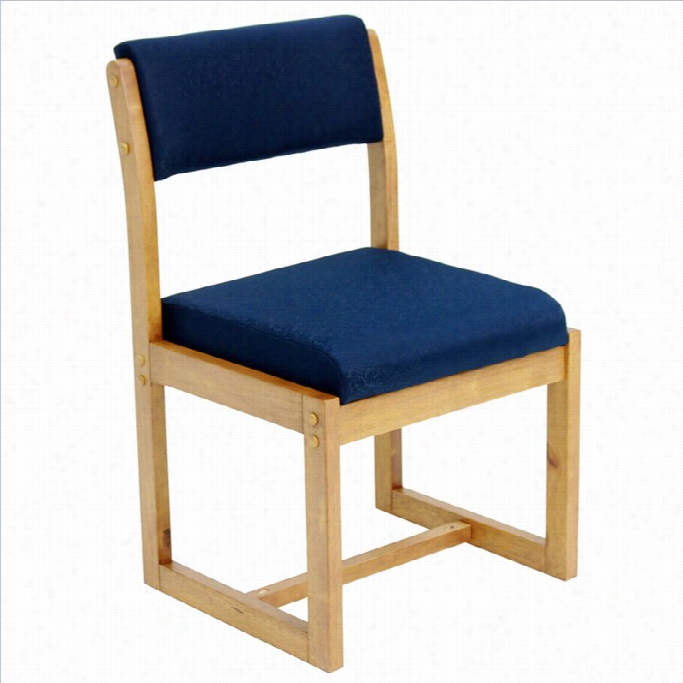 Regency  Belcino Sled Base Side Guest Chair In Medium Oak And Blue