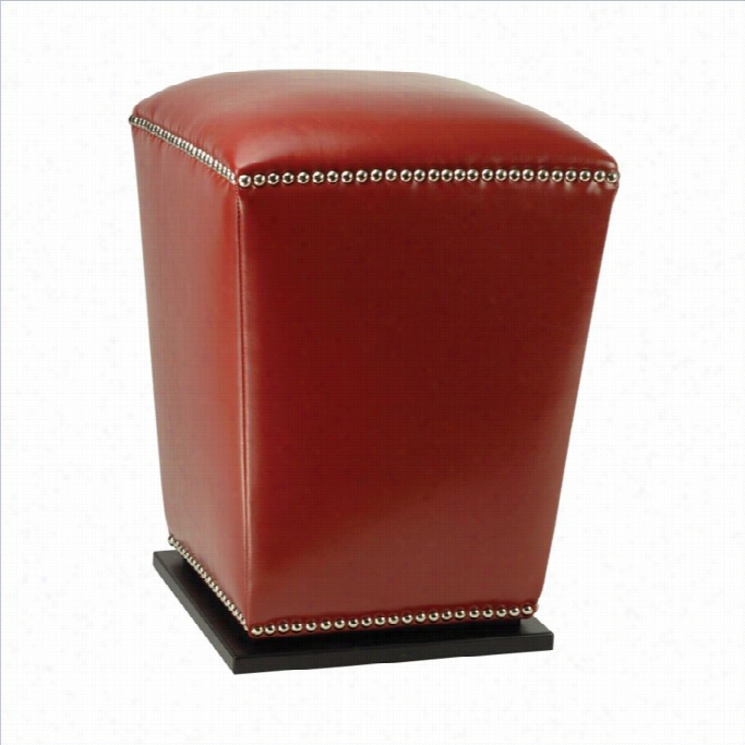 Safavieh James Beech Wood Leathher Ottoman In Red (set Of 2)