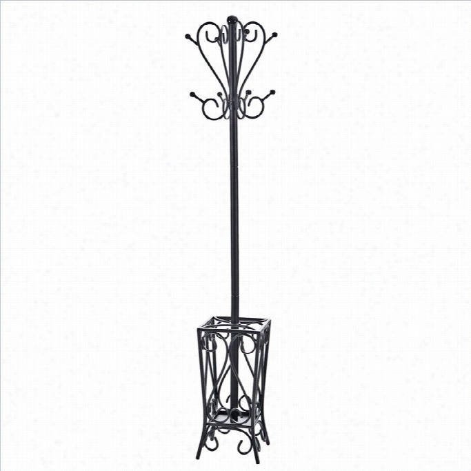 Southern Enterprises Brrighton Coat Rack And Umbrella Stand In Painted Black