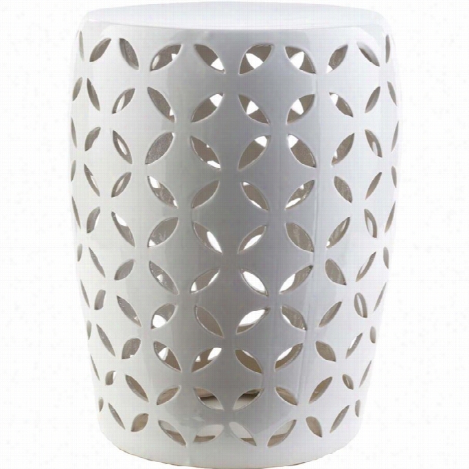 Surya Chantilly 17.7 X 13.4 Ceramic Stool In G Lossy White