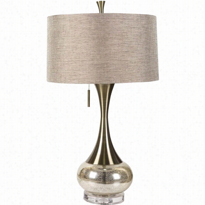 Surya Glass Metal Table Lamp In Silver And Gold