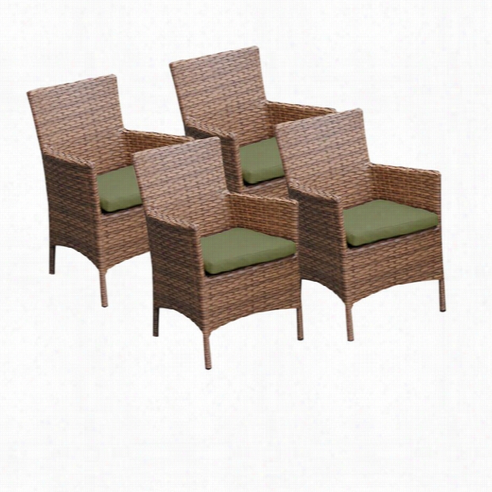 Tkc Laguna Wicker Patio Arm Di Ning Chairs In Cilantro (set Of 4)