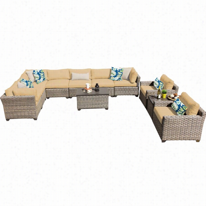 Tkc Monterey 11 Piece Outdoor Wicker Sofa Set In Sesame