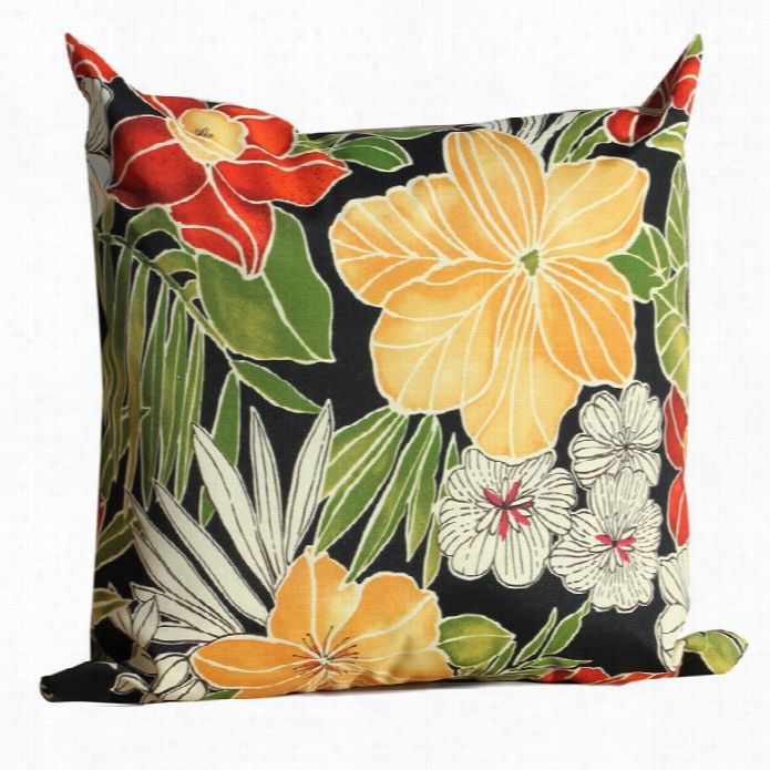 Tkc Outdoor Throw Pillows Square In Black Floral (set Of 2)