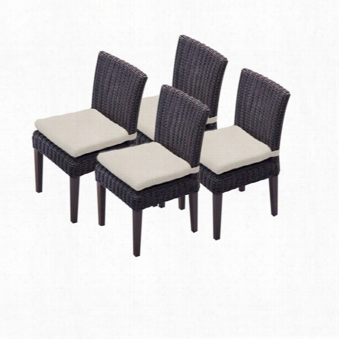 Tkc Venice Wicker Patio Dining Chairs In Beige (set Of 4)