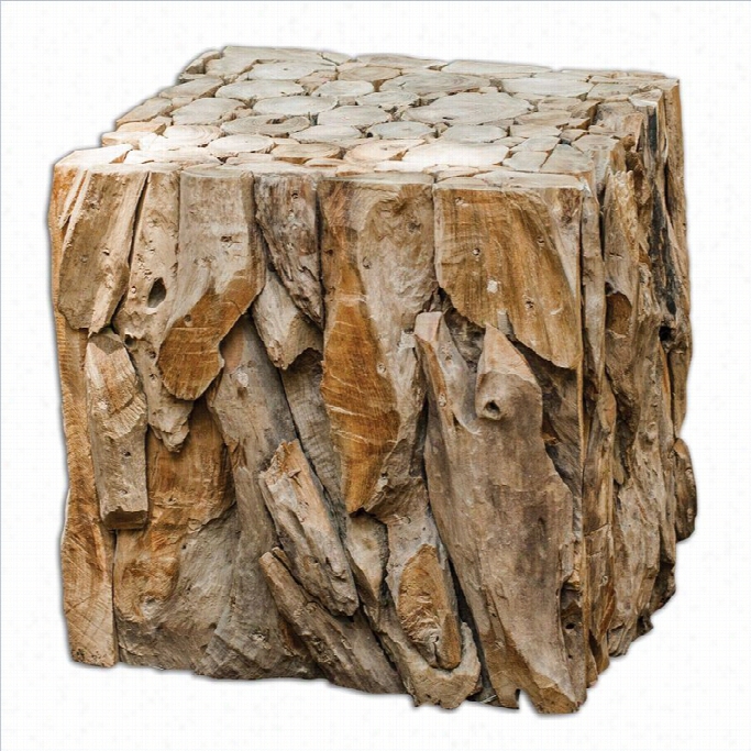 U Ttermo St Teak Root Bunching Cube In Tea K Wood